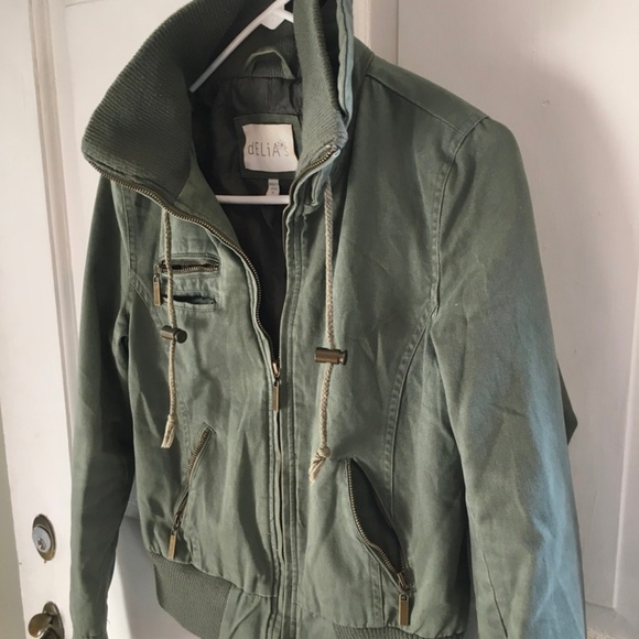 DELIA*S Army Green Military Bomber Jacket … - Picture 3 of 4